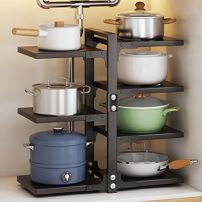 Double organiser rack for pots and pans